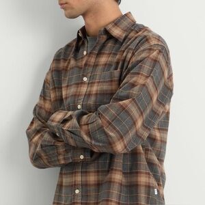 NN07 Plaid Flannel Button Up Shirt Mens XL Brown No Nationality Deon